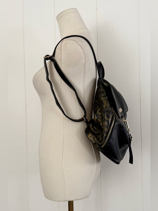 Versace Parfum Faux Leather Backpack Purse Black Gold Paisley Pattern GWP main image 10
